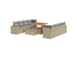 Maison Exclusive - Conjunto De Sofá De Jardín Con Cojín 11 Pcs Beige Y Gris Claro