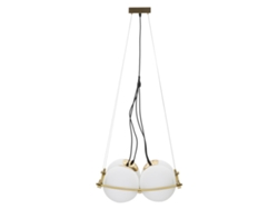 Lámpara De Araña Cuadrada Japonesa De 45x45 Cm - 4 Puntos De Luz En Cristal Blanco Y Metal Dorado - Estilo Geométrico Glamuroso - E27 20w Es
