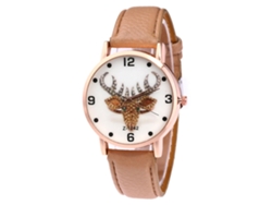 Reloj De Cuarzo Unisex Con Correa De Cuero Pu Y Dial De Alce Zhoulianfa (café Claro)