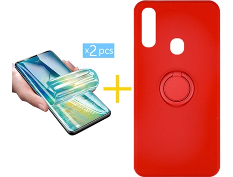 Carcasa + 2 Protectores de Pantalla para Samsung Galaxy A20e SKYHE Rojo