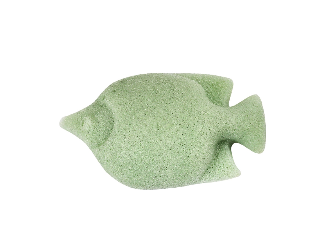 Esponja De Cuidado Facial E Corporal Em Forma De Peixe Natural (verde) Para Pele Sensível E Bebê