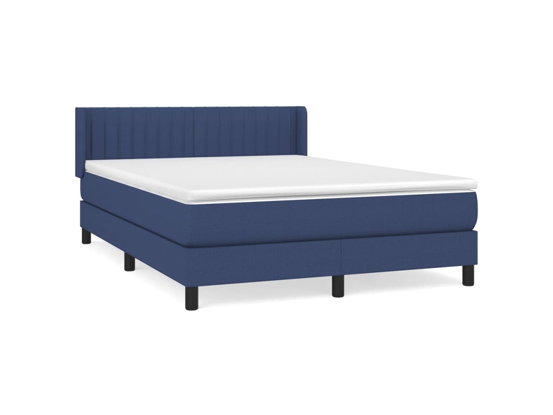 Maison Exclusive - Cama Box Spring Con Colchón Tela Azul 140x190 Cm