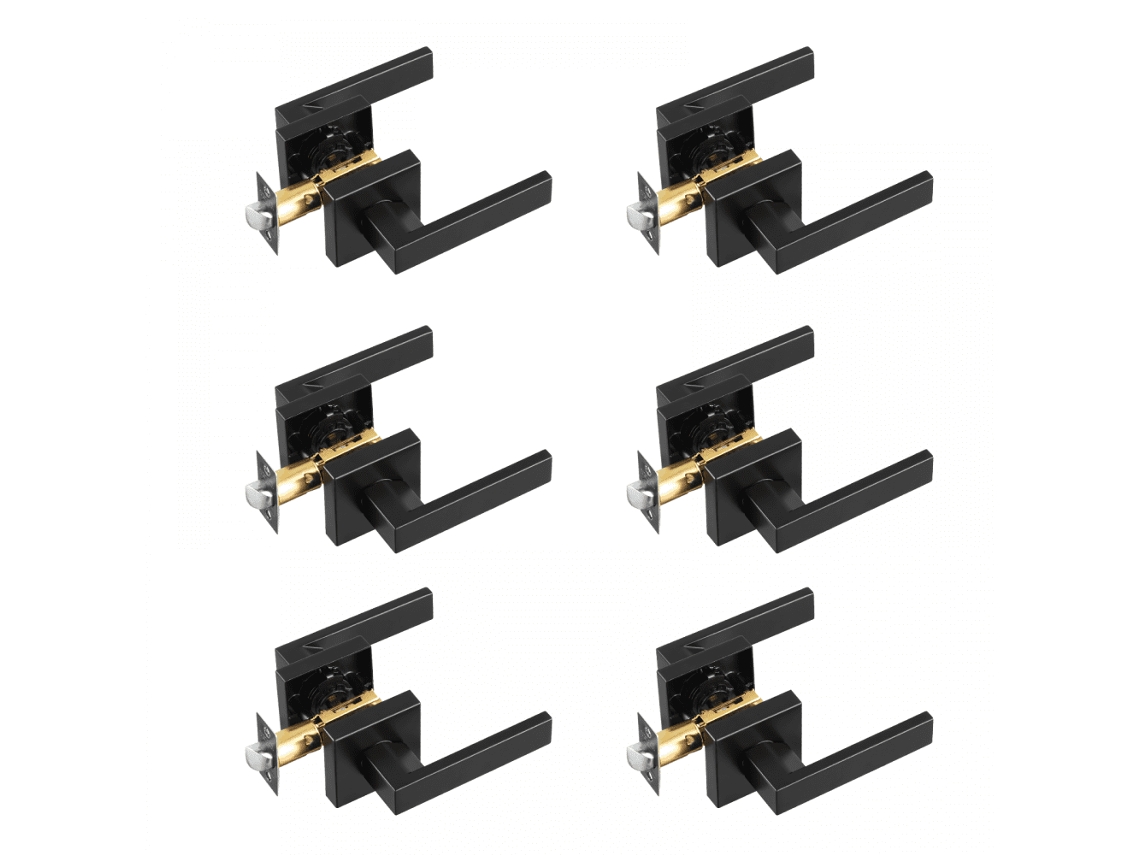 Juego de 6 manijas interiores para puertas en negro mate con palanca giratoria Tekmaquinas