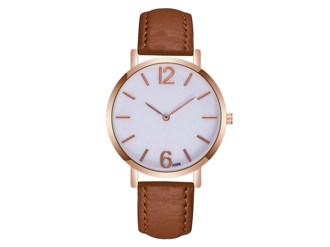 Reloj Unisex De Cuarzo Con Caja De Oro Rosa Y Correa De Pu Café Zhoulianfa