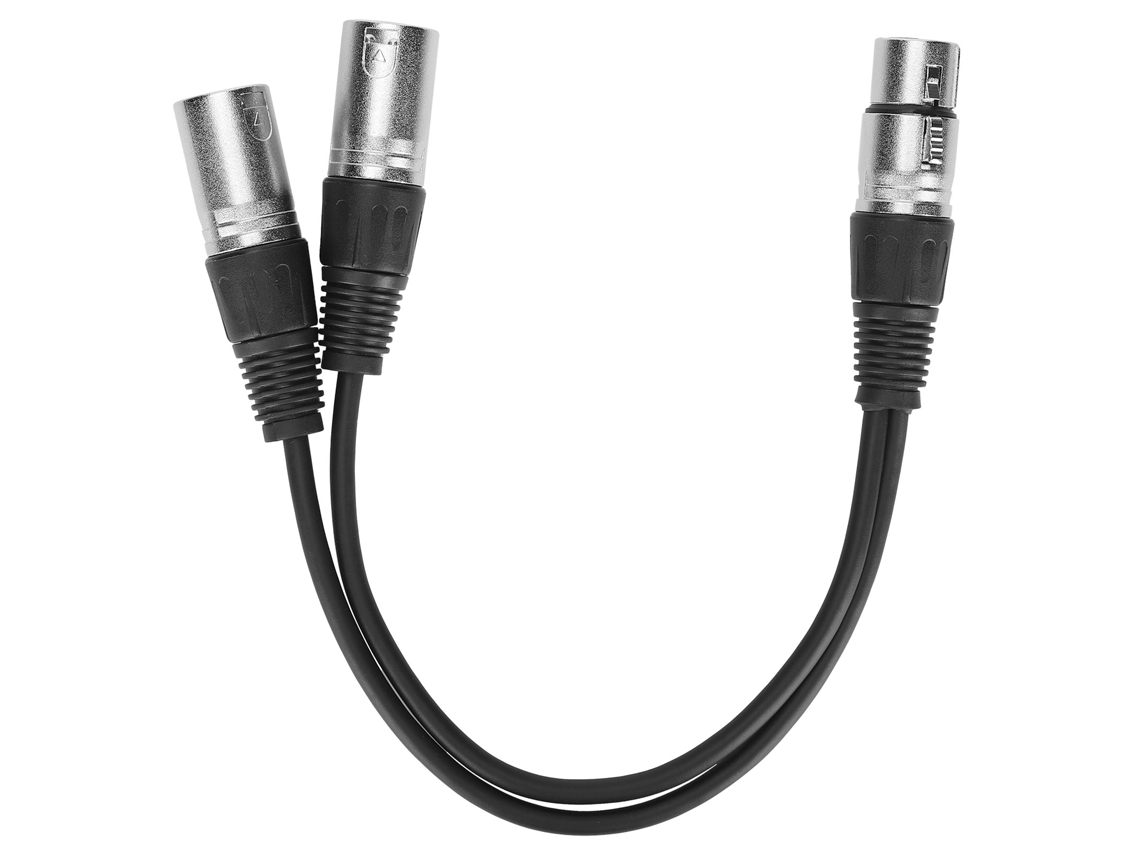 Cable De Audio Para Micrófono Con Divisor En Y, Conector Xlr Hembra A Dos Conectores Xlr Macho, 0,3 M, Calibre 22 Awg.