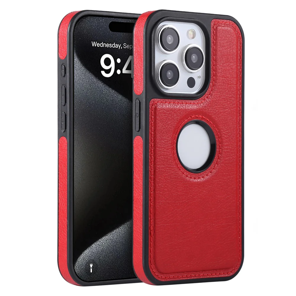 (iphone 15 Pro Max, Rojo) Funda De Lujo De Piel Sintética Para Negocios Para Iphone