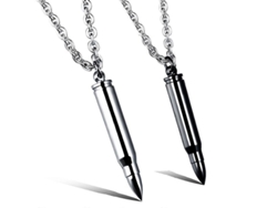 Collares De Hombre Hip Hop Bala Acero Inoxidable Plata Colgante Acero Titio Plata
