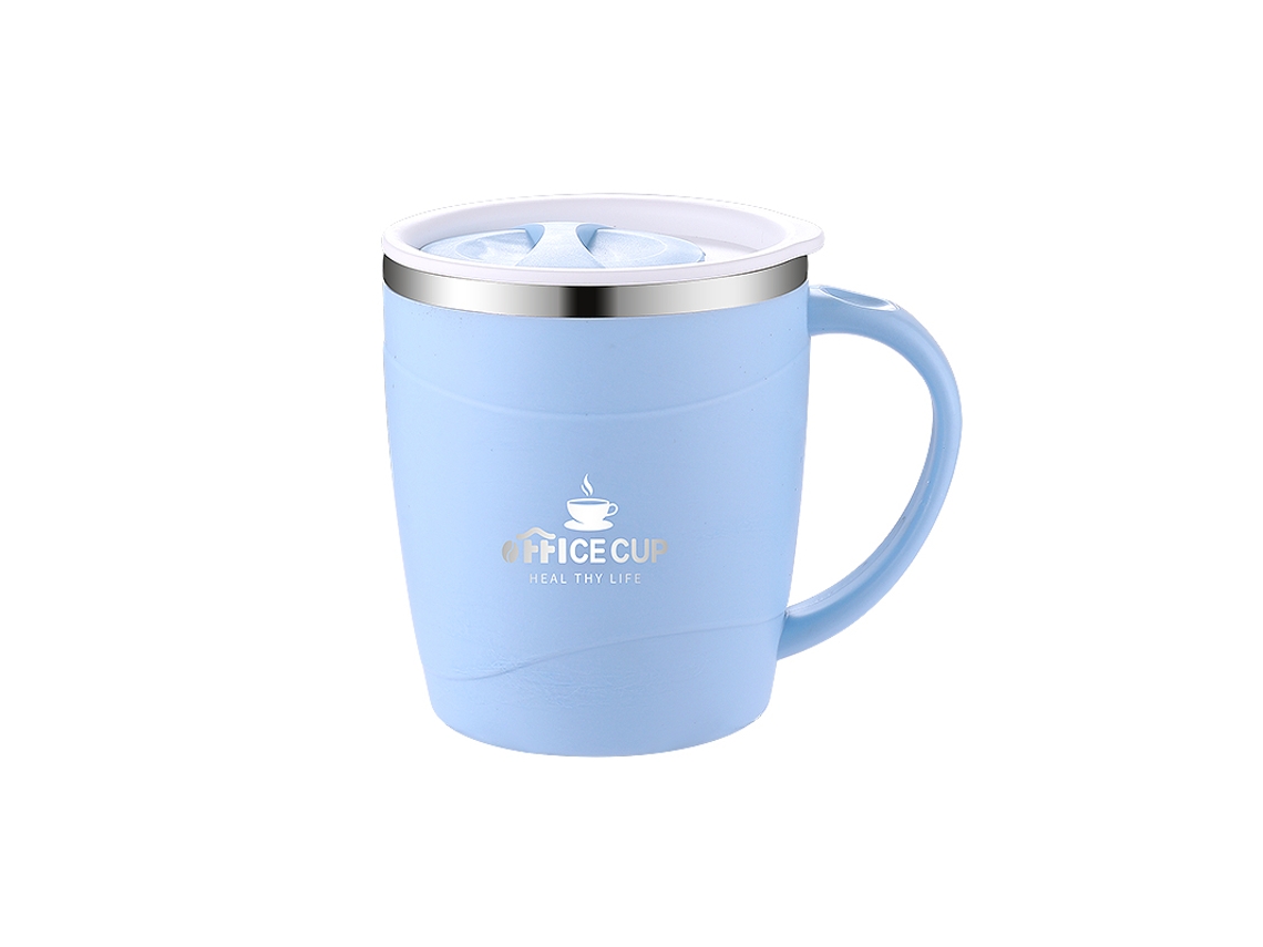 Taza de café de acero inoxidable (azul) con doble pared aislante, apta para bebidas frías y calientes, resistente al calor y al frío.