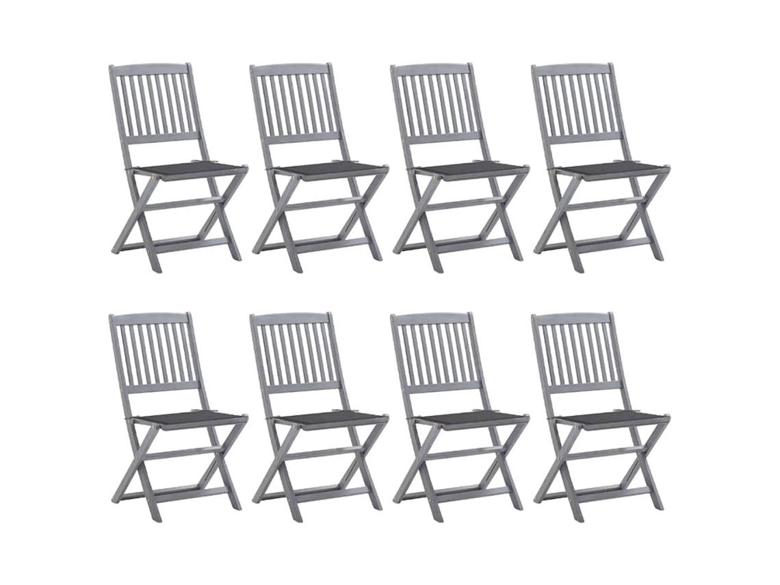 Sillas plegables de exterior DKD Home Decor de 8 piezas con cojines de acacia maciza