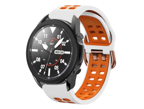 Correa de reloj inteligente para Samsung Galaxy Watch 5 Pro 45 mm 20 mm Correa de reloj de silicona transpirable de dos colores (blanco + naranja)