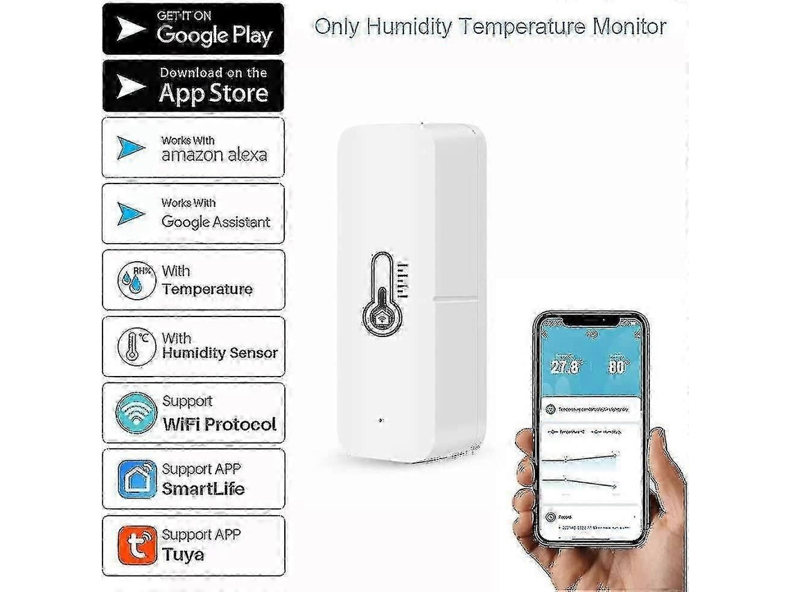 Sensor De Temperatura, Umidade E Higrômetro Wi-fi, Com Notificações Remotas Por Aplicativo Para Uso Doméstico E Em Estufas.
