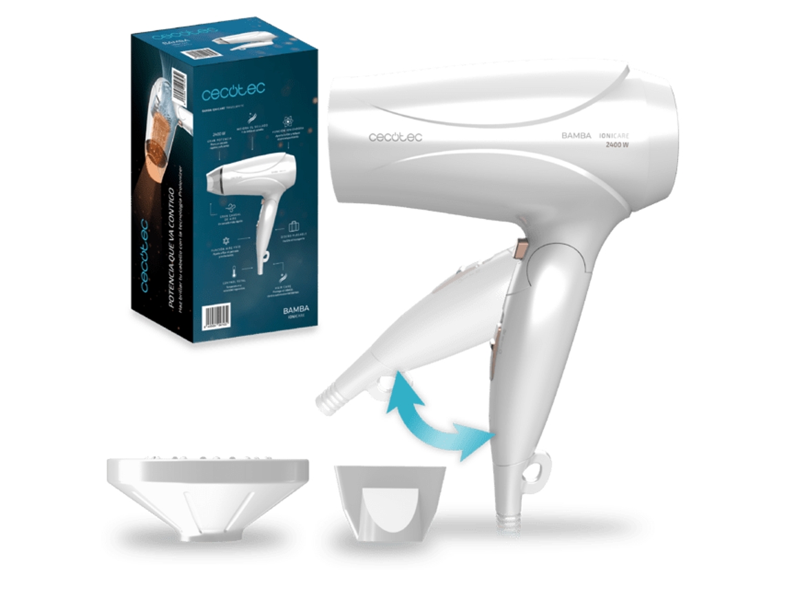 Bamba IoniCare TravelWhite Secador de pelo de viaje CECOTEC
