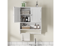 Armario colgante para el cuarto de baño, con 2 estantes ajustables y toallero integrado, multiusos para la cocina, el lavadero o el aseo, blanco