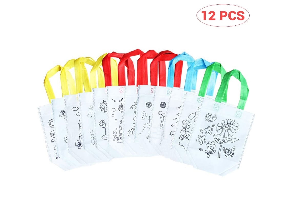 2026-12 Bolsas De Tela Para Graffiti Diy Para Niños, Artesanía Y Manualidades, Reutilizables Para Compras