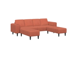 Sofá Rojo Naranja 250 X 188 X 76 Cm Tela De Pana