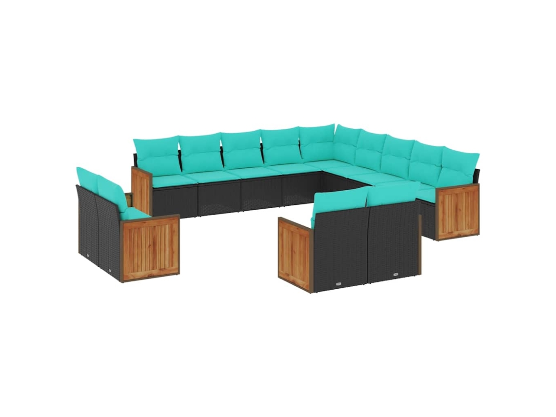 Maison Exclusive - Conjunto De Sofá De Jardín De 13 Piezas Con Cojines, De Poliratán Negro