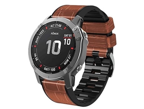 Correa para Garmin Fenix 7/6/5 Correa de reloj de cuero de silicona con textura de cocodrilo marrón VENISYMLIS