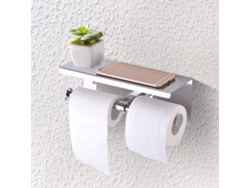 Portarrollos doble de papel higiénico para montaje en pared, acero inoxidable, SUS304
