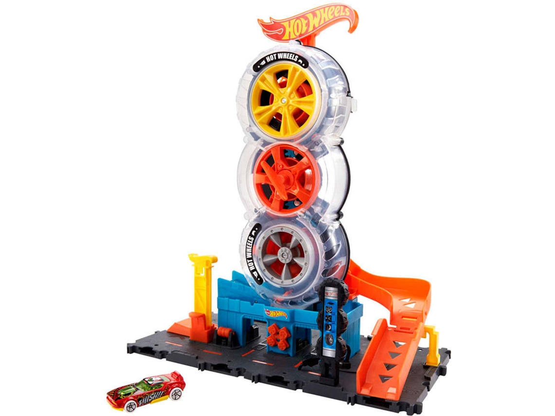 Coche HOT WHEELS Tienda de Neumáticos (Edad Mínima: 4 Años - 37 x 9 x 25,5 cm - Artículo Surtido)