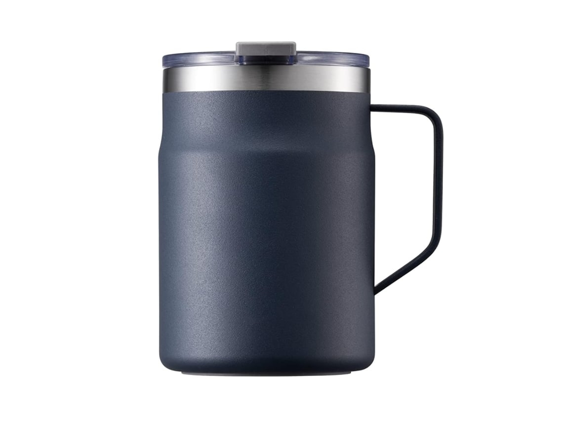 Taza térmica premium de acero inoxidable 18/8 con doble asa y tapa morada, 20 onzas, color azul Gusshious