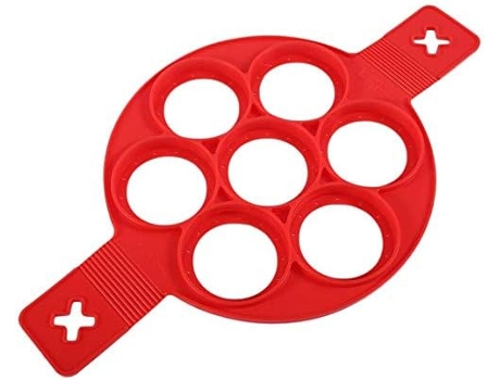 Molde de silicona para panqueques, anillo antiadherente para huevos, máquina de panqueques reutilizable, molde para huevos cocidos (rojo)