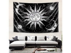 Tapiz estético Sol y Luna en blanco y negro para dormitorio y sala de estar 150x200cm