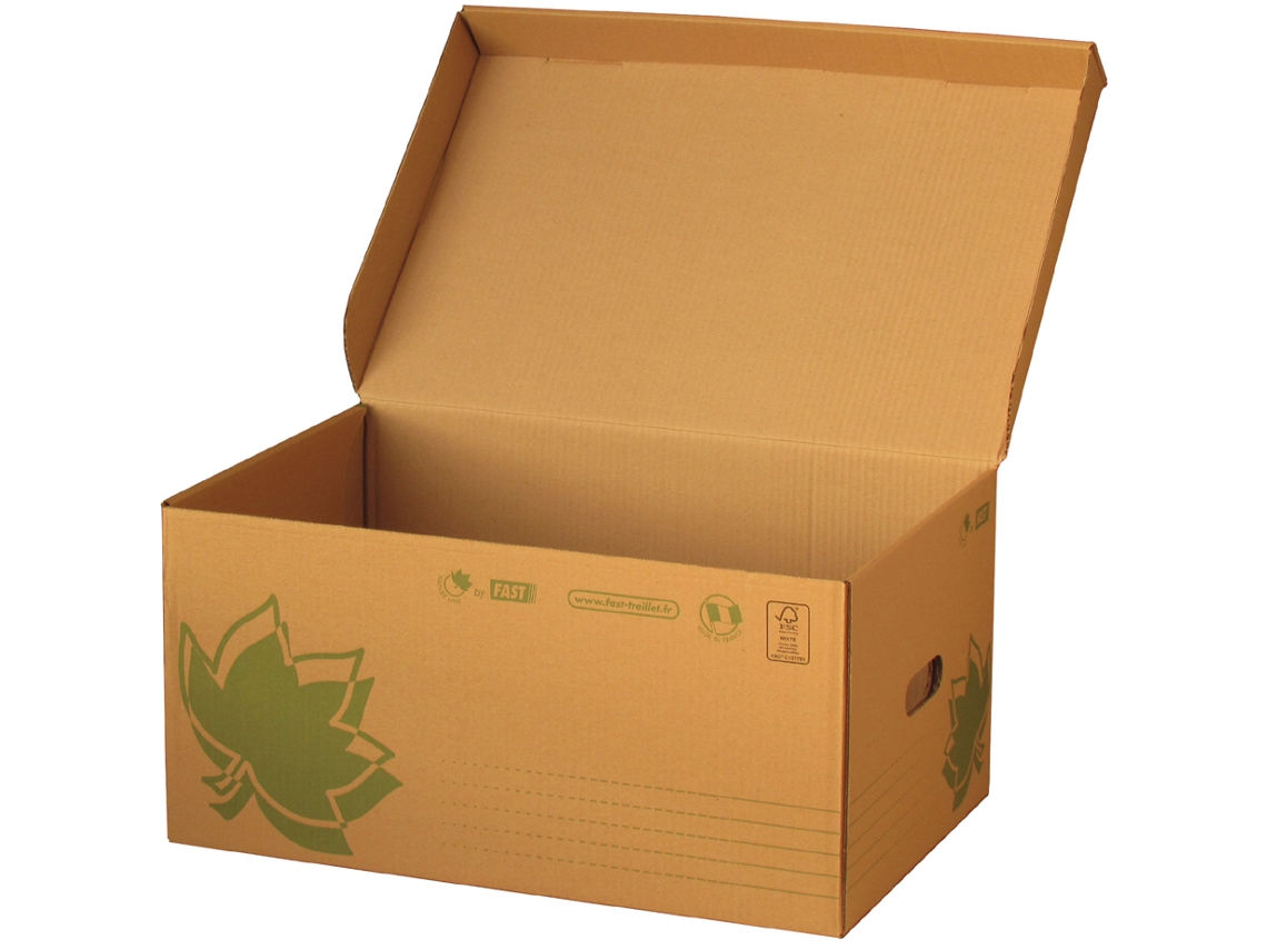 Caja con Tapa Articulada para Archivo FAST Nature Line Cartón Ondulado Marrón