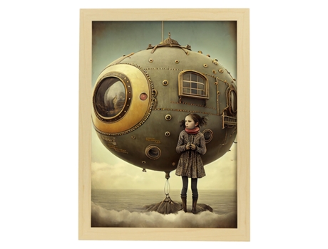 NACNIC Poster Filtro Sepia En Estilo Surrealismo Cinematográfico Ilustraciones Y Grabados De Historieta Abstracta Y Artística A4 Marcos Negros