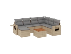Maison Exclusive - Conjunto de sofá de jardín de 8 piezas con cojines de mimbre, color beige