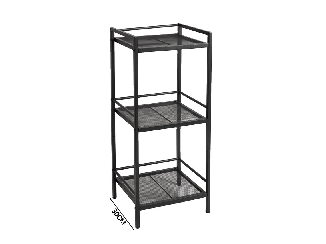 Estantería de almacenamiento para baño, organización multifuncional, construcción de metal resistente, 3 niveles, color negro.