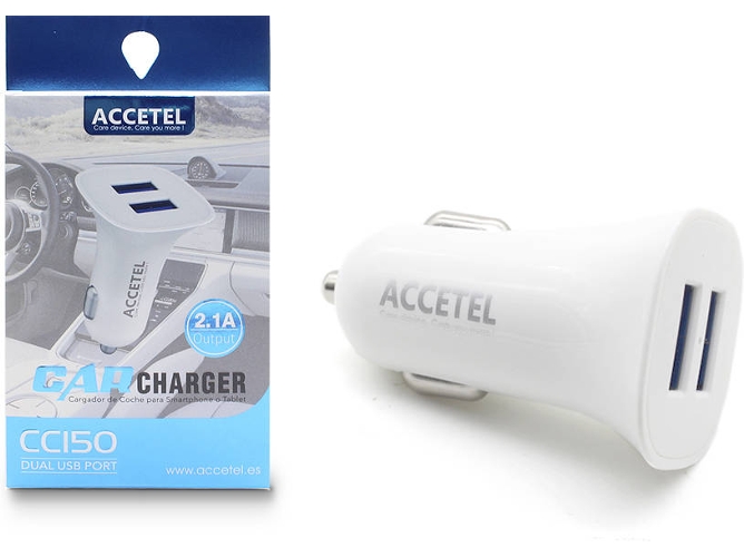Cargador de coche ACCETEL 2.1A 2xUSB Blanco