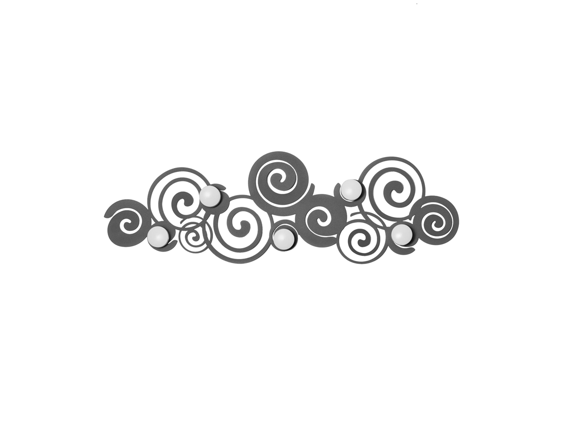 Perchero de pared moderno Orfeo Fango con 6 ganchos, elegante hierro, ideal para entrada, dormitorio y baño, fabricado en Italia Arti Mestieri
