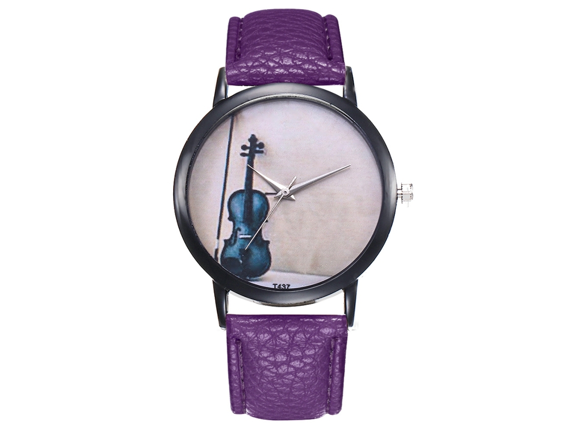 Reloj De Cuarzo Sencillo Y Ultrafino Para Hombre Con Correa De Poliuretano Y Esfera Redonda Morada.