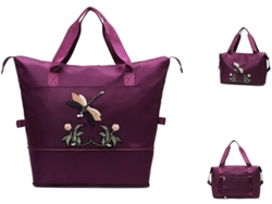 Bolsa de viaje portátil de gran capacidad, protectora e impermeable, de tela Oxford, ligera, para viajes, compras, gimnasio y deportes (GOKOCO morado)