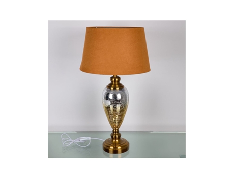 Lampara de cristal dorado con tulipa naranja shyne PRESUME DE CASA