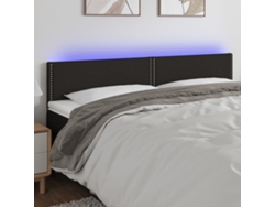 Cabecero Con Led De Tela Negro 200x5x78/88 Cm