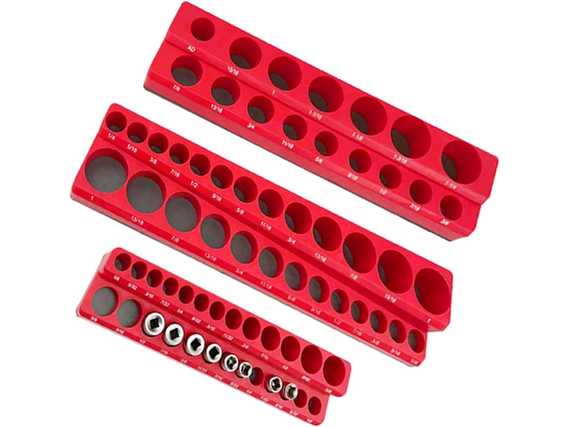 Organizador De Dobles 75 Emplazamientos 1/ 8 3// 4 Rouge/ Bleu Métrique Outils