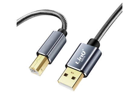 Cable USB-A 2.0 a USB-B 2.0 Trasferencia Rápida Estable Nilon Trenzado 1,5m LINQ