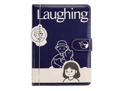Cuaderno de recortes A5 en piel sintética azul con cierre magnético, diseño de dibujos animados.