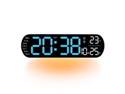 Reloj De Pared Digital Grande 9 Rgb Luz Ambiental Reloj Despertador Dual Temporizador Con Control Remoto Azul Gertiz