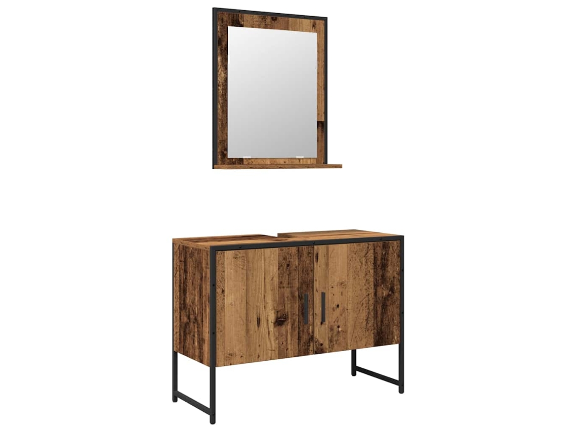 Conjunto de muebles de baño con puerta, marrón, 2 piezas, MAISON EXCLUSIVE