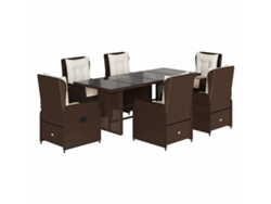 Maison Exclusive - Set Comedor De Jardín 7 Pzas Con Cojines Ratán Sintético Marrón