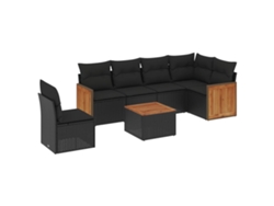 Maison Exclusive - Set De Comedor De Jardín 7 Pzas Y Cojines Ratán Sintético Negro
