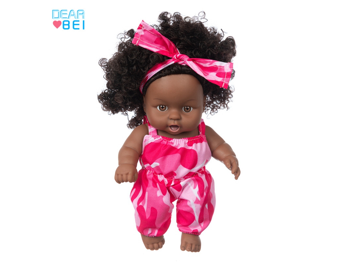Muñeca De Niña De 20 Cm, De Vinilo Seguro, De Piel Oscura Africana, Un Regalo Ideal Para Una Niña.
