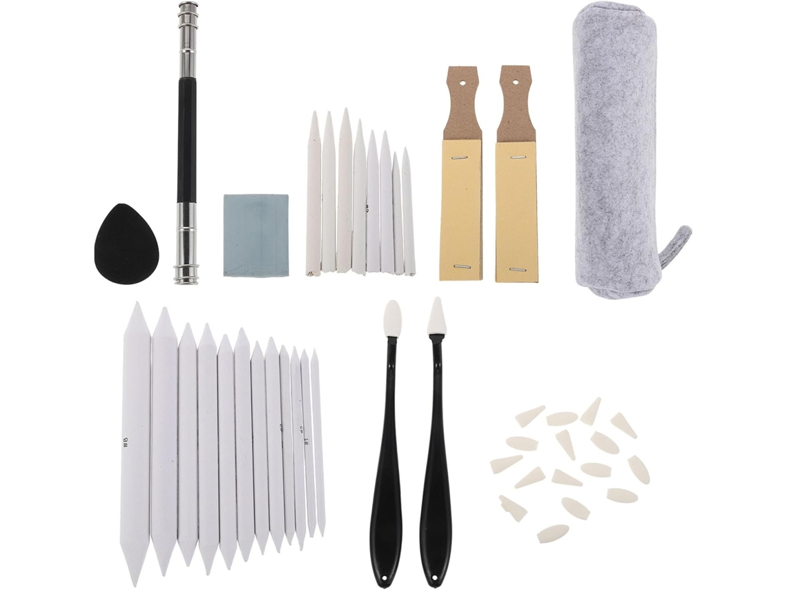 Set De Arte De 48 Piezas Para Dibujar, Herramientas Para Difuminar Y Esponjas.