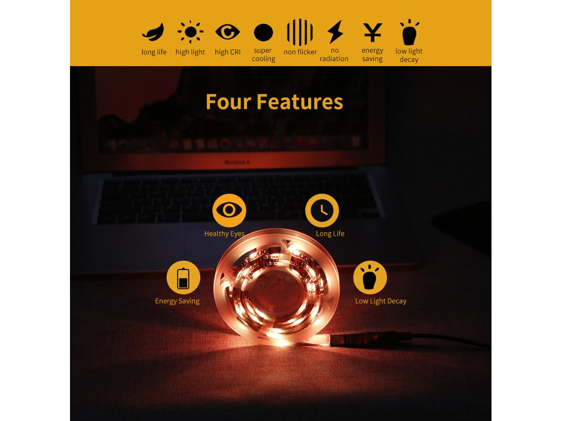 Tira De Luces Led Para Gabinete De Computadora Rgb Alimentada Por Usb Con Control Remoto, Cinta Flexible De 1 Metro