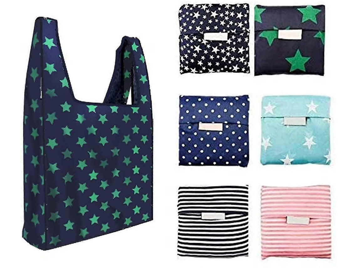 Juego de 6 bolsas de compra reutilizables, plegables y lavables con bolsillo interior, capacidad de carga de 15,8 kg, bolsa de compra GOKOCO (35 lb)