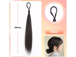 Extensiones De Cabello Liso Y Autoenrollable, Extensión De Cola De Caballo Con Lazo Elástico, Pieza De Cabello Sintético Suave Natural Para Mujeres