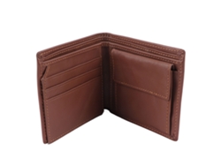 Cartera Plegable De Piel Marrón Claro Para Hombre Con Múltiples Ranuras Para Tarjetas Y Billetes.