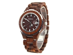 Reloj De Madera Para Hombre Con Correa De Madera Movimiento De Cuarzo (rojo)